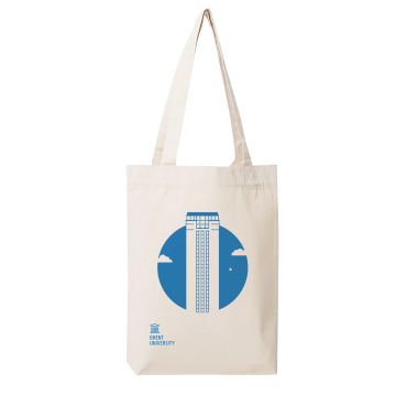 Sturdy recycled cotton tote bag (with bottom fold) - Book Tower