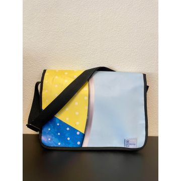 Shoulder bag recycled - from old trade fair materials and socially responsible produced